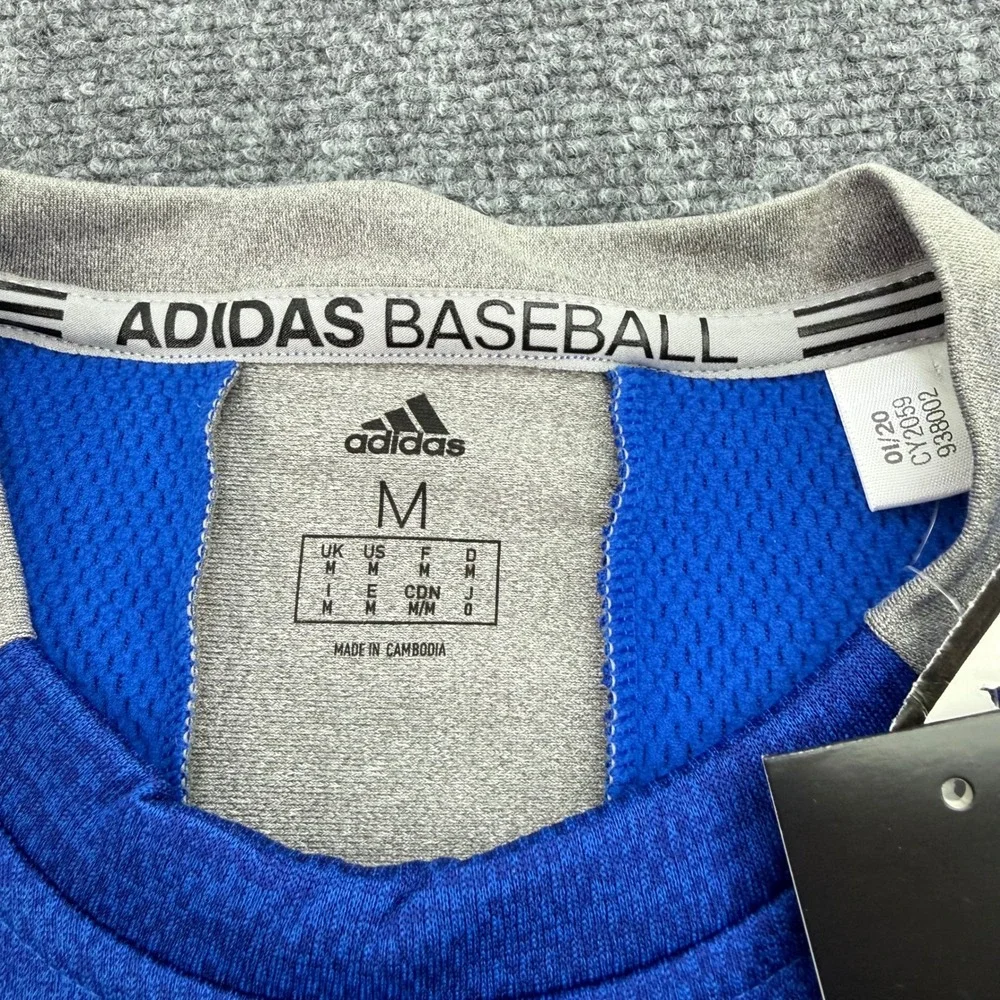 Adidas Baseball Sweatshirt Mens Medium Blue FC 2.0 FLC Long‎ Sleeve Pullover NEW